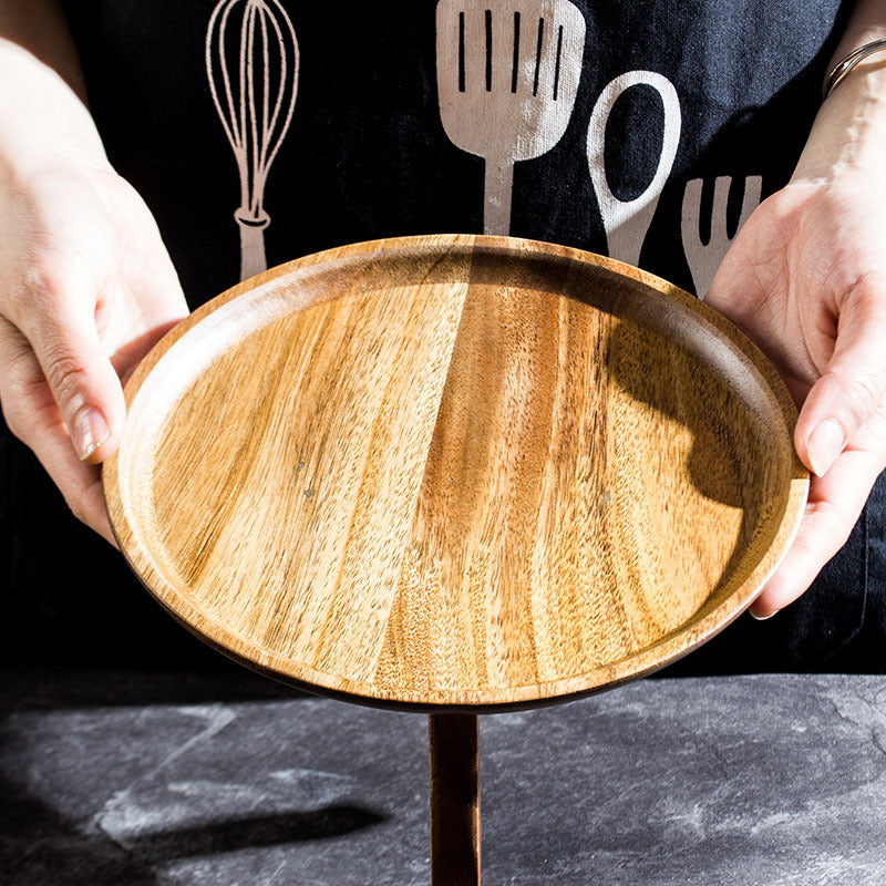 Cloche à fromage en bois d'acacia sur pied