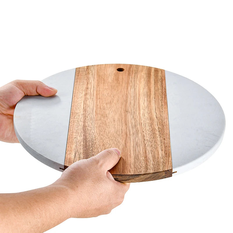 Plateau de fromage en bois massif et marbre