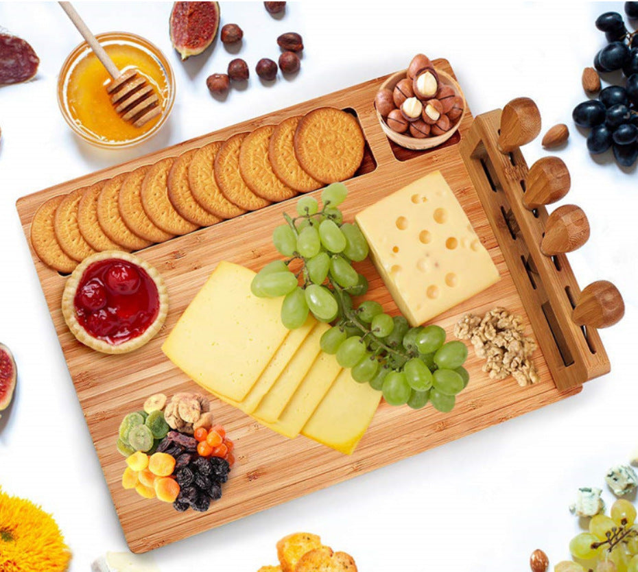 Planche à fromage en bambou avec porte-accessoires